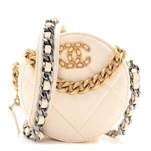 Lambskin Quilted Chanel 19 Round Clutch #240680C19B
